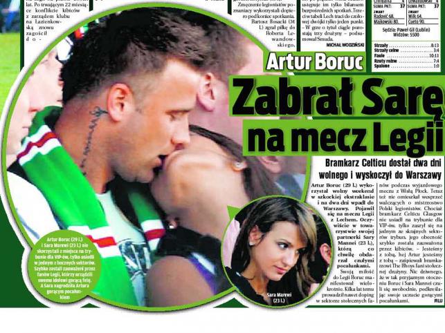 Boruc całował się z kochanką na trybunach