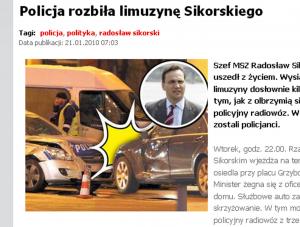 Policja zderzyła się z autem Sikorskiego