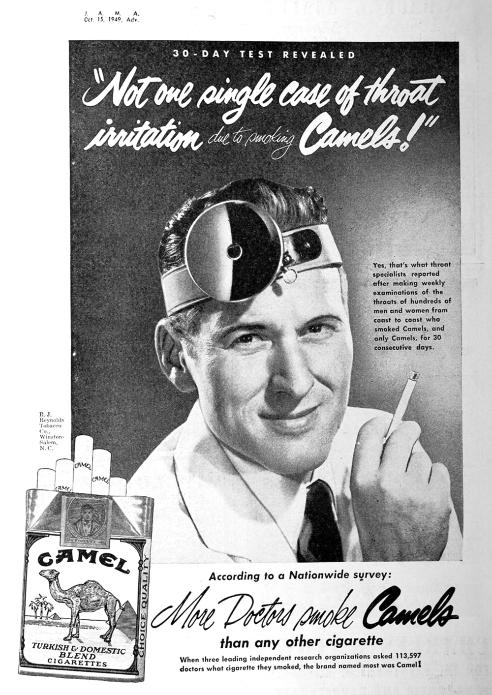 Papierosy "Camel", rok 1949