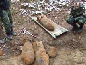 W lasach koło Mielca wykopano tonę bomb