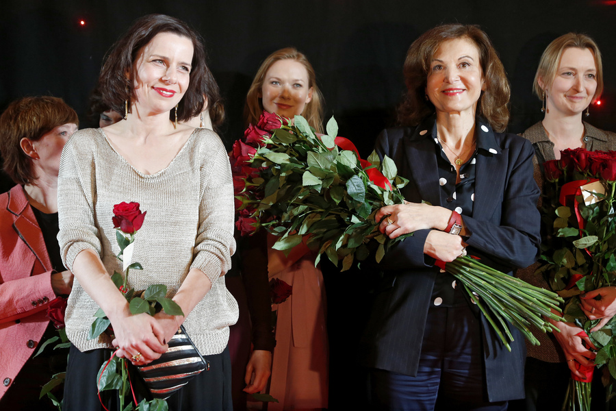 Agata Kulesza i Anne Fontaine na premierze filmu "Niewinne"